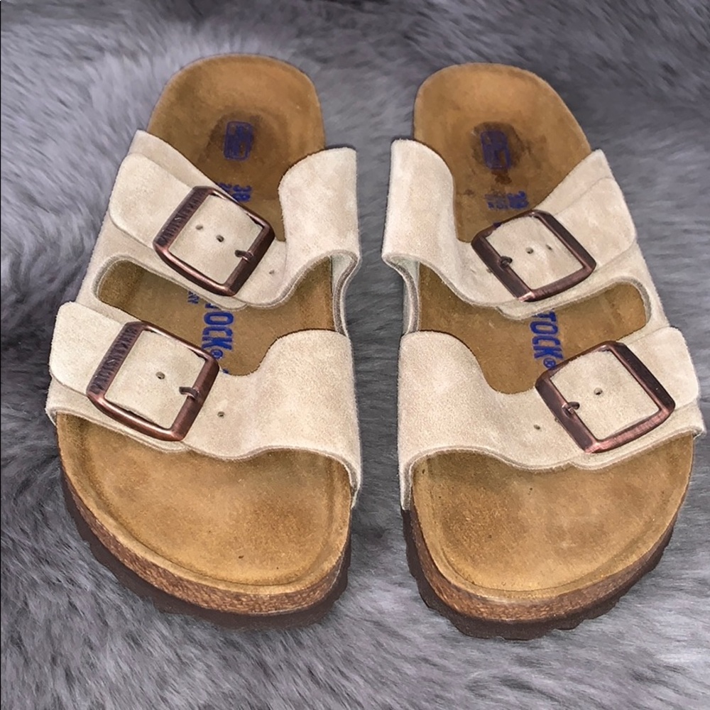 Birkenstock Arizona Taupe Suede Sandals Sz 38